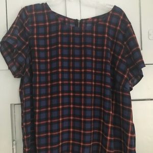 Tartan print silky shirt